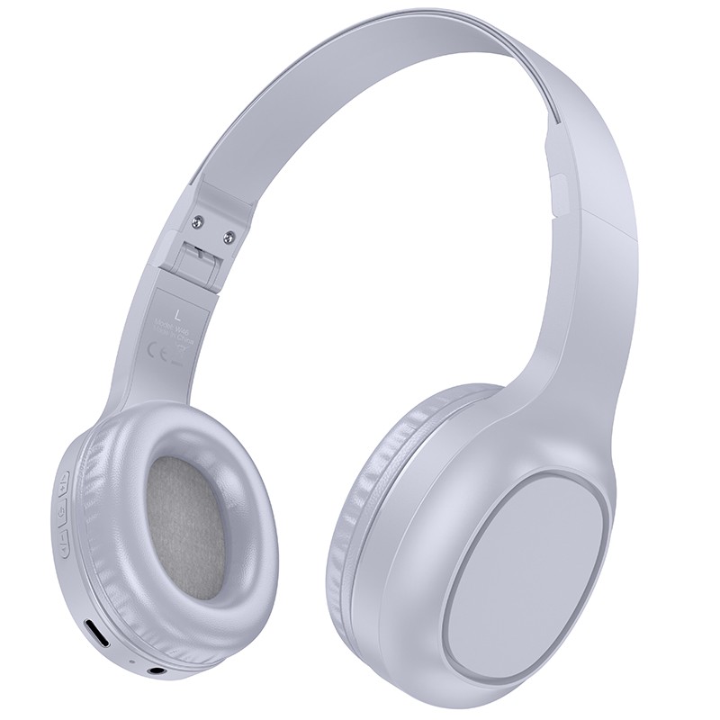 Wireless Ακουστικά Stereo Hoco W46 Charm V5.3 200mAh AUX Light Blue Gray | Bluetooth - shopin.gr