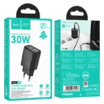 Φορτιστής Ταξιδίου Hoco N62 Gentle με 1 Εξόδο Φόρτισης GaN USB-C PD30W Quick Charge 5V 3.0A  Μαύρος | Φορτιστές - shopin.gr