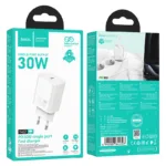Φορτιστής Ταξιδίου Hoco N62 Gentle με 1 Εξόδο Φόρτισης GaN USB-C Quick Charge PD30W 5V 3.0A  Λευκός | Φορτιστές - shopin.gr