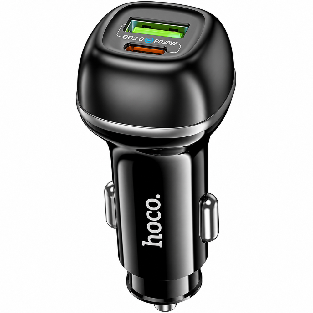 Φορτιστής Αυτοκινήτου Hoco Z58A Rank 48W 1xUSB-A 1xUSB-C PD QC3.0 Fast Charge Μαύρος | Φορτιστές - shopin.gr