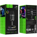 Επιτραπέζιο Μικρόφωνο Hoco L25 Bright για Streaming και Video Calls RGB USB AUX Πολυκατευθυντικό Μικρόφωνο Κουμπία Mute και Monitor Μαύρο | Μικρόφωνα - shopin.gr
