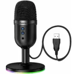 Επιτραπέζιο Μικρόφωνο Hoco L25 Bright για Streaming και Video Calls RGB USB AUX Πολυκατευθυντικό Μικρόφωνο Κουμπία Mute και Monitor Μαύρο | Μικρόφωνα - shopin.gr