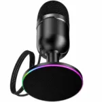 Επιτραπέζιο Μικρόφωνο Hoco L25 Bright για Streaming και Video Calls RGB USB AUX Πολυκατευθυντικό Μικρόφωνο Κουμπία Mute και Monitor Μαύρο | Μικρόφωνα - shopin.gr