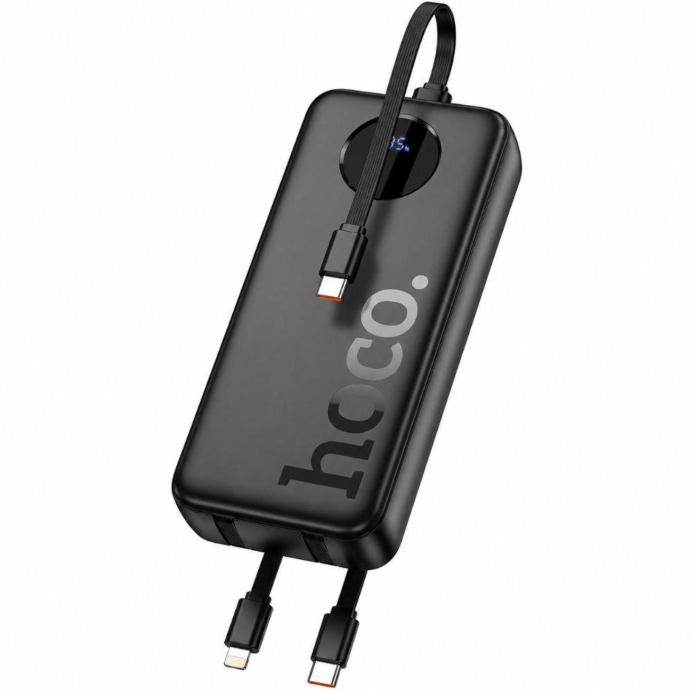 Power Bank Hoco J132A Sabio 20000mAh 22.5W+PD20W με Ενσωματομένα Καλώδια 2xUSB-C 1xLightning 1xUSB-A Θύρα με Πιστοποιητικό CCC  Μαύρο | Power Bank - shopin.gr