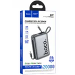 Power Bank Hoco Q39 20000mAh 22.5W PD20W QC3.0 1xUSB-A 1xUSB-C Ενσωματωμένα Καλώδια USB-C Lighting Γκρι με Πιστοποιητικό CCC | Power Bank - shopin.gr