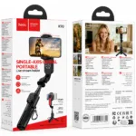 Gimbal Τρίποδο Hoco K90 Feliz Mini για Συσκευές 4.5"- 7" με Φωτισμό και Τηλεχειρισμό Μαύρο | Selfie Sticks - shopin.gr