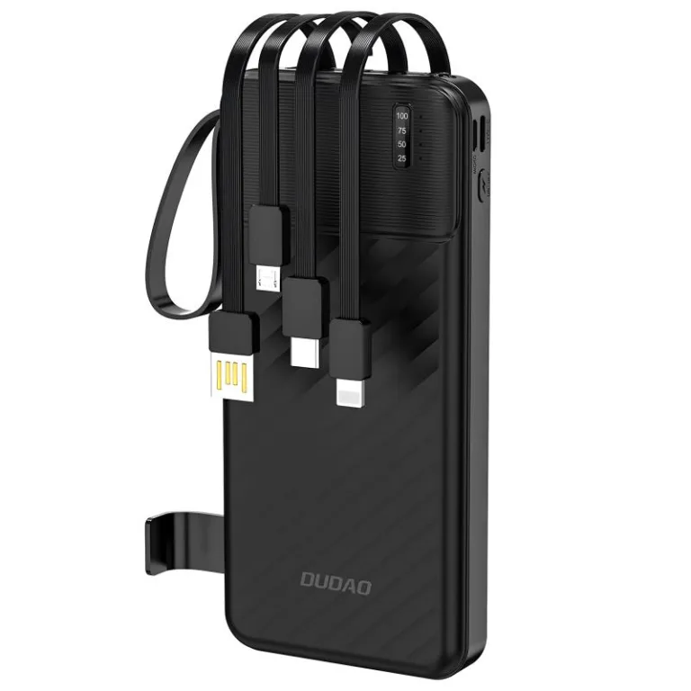 Φορτιστής Ανάγκης Dudao K11 10W 10000mAh με 4 Ενσωματωμένα Καλώδια Μαύρο | Shopin.gr