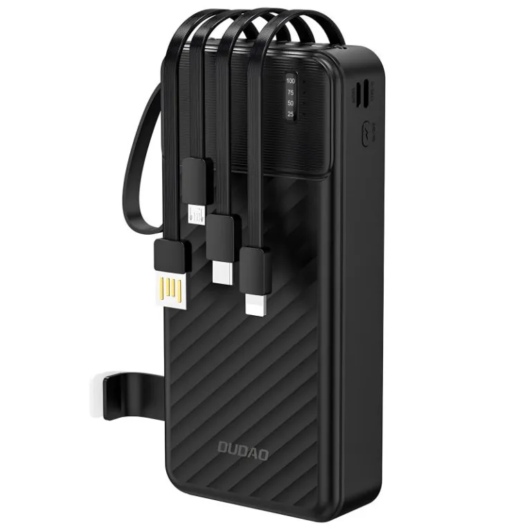 Φορτιστής Ανάγκης Dudao K11Pro 10W 20000mAh με 4 Ενσωματωμένα Καλώδια Μαύρο | Shopin.gr