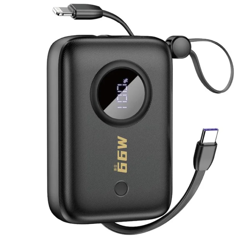 Φορτιστής Ανάγκης Dudao K14 22.5W 10000mAh PD με 2 Ενσωματωμένα Καλώδια Μαύρο | Shopin.gr