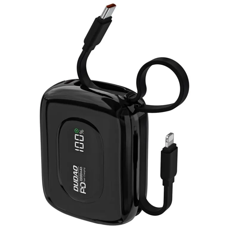 Φορτιστής Ανάγκης Dudao K32 22.5W 10000mAh με 2 Ενσωματωμένα Καλώδια Μαύρο | Shopin.gr