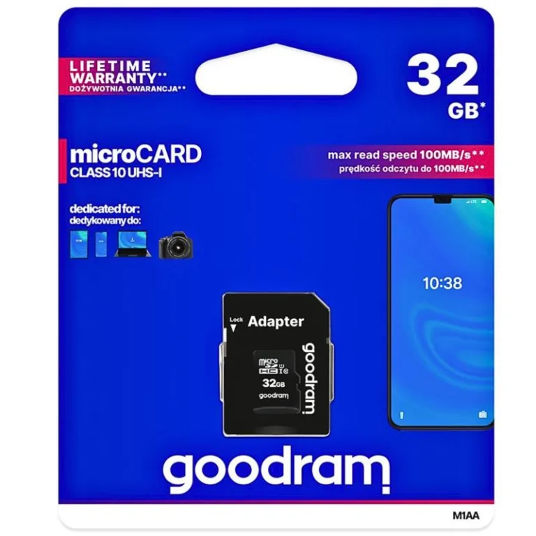 Κάρτα μνήμης Micro SDHC C10 UHS-1 U1 GoodRam 100MB/s 32Gb + 1 ADP | Shopin.gr