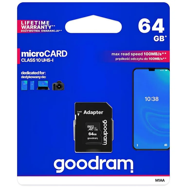 Κάρτα μνήμης Micro SDXC C10 UHS-1 GoodRam 100MB/s 64GB + 1 ADP | Shopin.gr