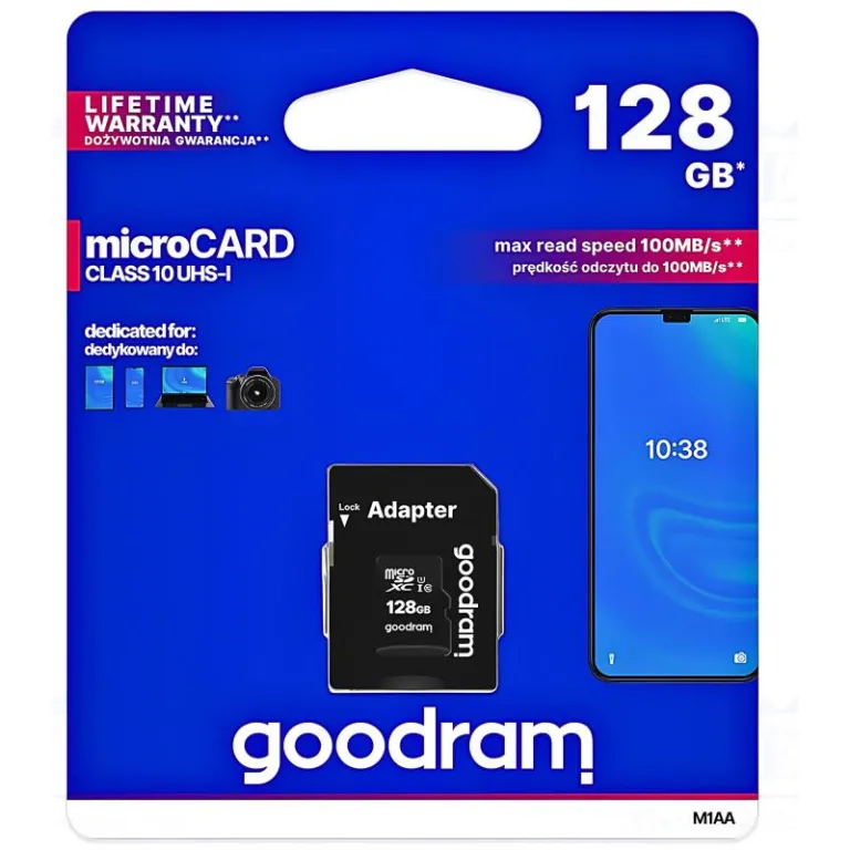 Κάρτα μνήμης Micro SDXC C10 UHS-I Goodram 100MB/s 128Gb + 1 ADP | Shopin.gr