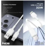 Καλώδιο Σύνδεσης USB 2.0 inos UltraCon USB A σε USB C 30W 1m Λευκό | Shopin.gr