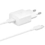 Φορτιστής Ταξιδίου Samsung Fast Charging EP-T1510XWEGEU 15W με Καλώδιο USB-C σε USB-C Λευκό | Φορτιστές - shopin.gr