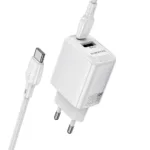 Φορτιστής Ταξιδίου Borofone BN27 Fuente GaN με 1xUSB-C PD20W 1xUSB-A QC3.0A και Καλώδιο USB-C σε USB-C Λευκός | Φορτιστές - shopin.gr