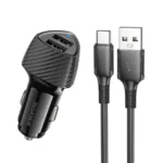 Φορτιστής Αυτοκινήτου Borofone BZ31A Solid 2xUSB-A 17W με Καλώδιο USB-A σε USB-C 1m Μαύρος | Φορτιστές - shopin.gr