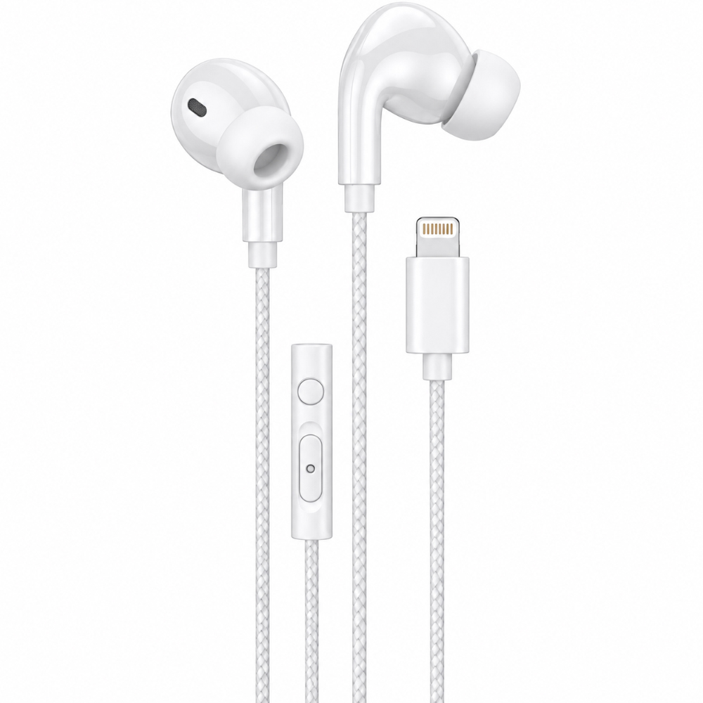 Hands Free Hoco. DM48 Rock Stereo Lightning με Μικρόφωνο 1.2m Λευκά | Hands Free - shopin.gr