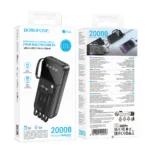 Power Bank Borofone BJ76A 20000mAh με 4 Καλώδια Φόρτισης και 4 Θύρες USB-C USB-A Lightning Micro-USB και LED Ένδειξη Μπαταρίας Μαύρο | Power Bank - shopin.gr