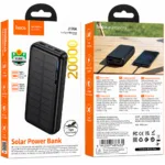 Power Bank Hoco J176A Honorifico 20000mAh 10W 1xUSB-C 2xUSB-A 1xMicroUSB με Solar Panel Μαύρο | Power Bank - shopin.gr